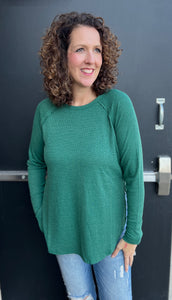 Micro Waffle Knit Long Sleeve Top