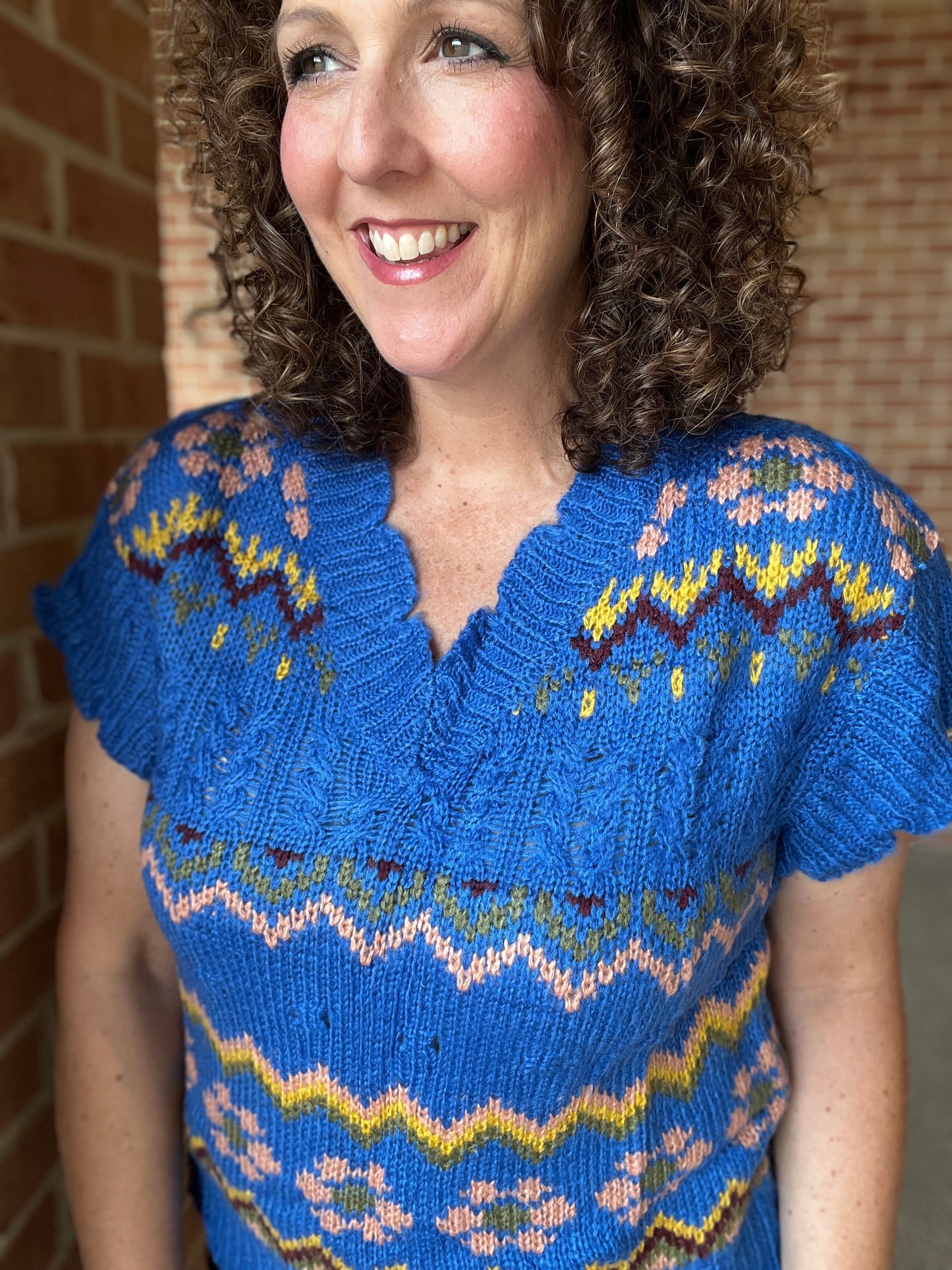 Royal Mixed Knit & Floral Sweater Vest