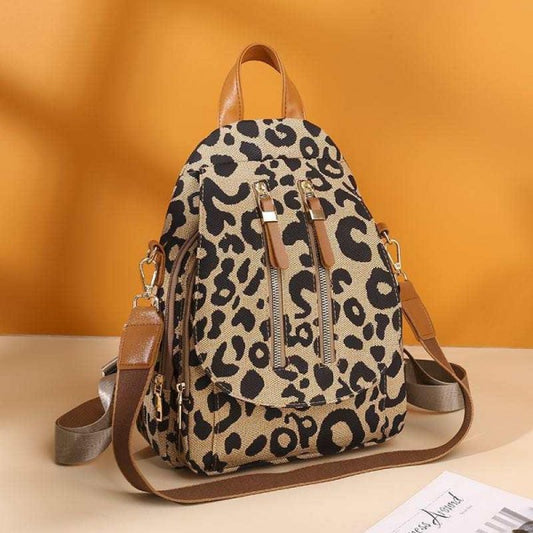 Leopard Zippered Backpack