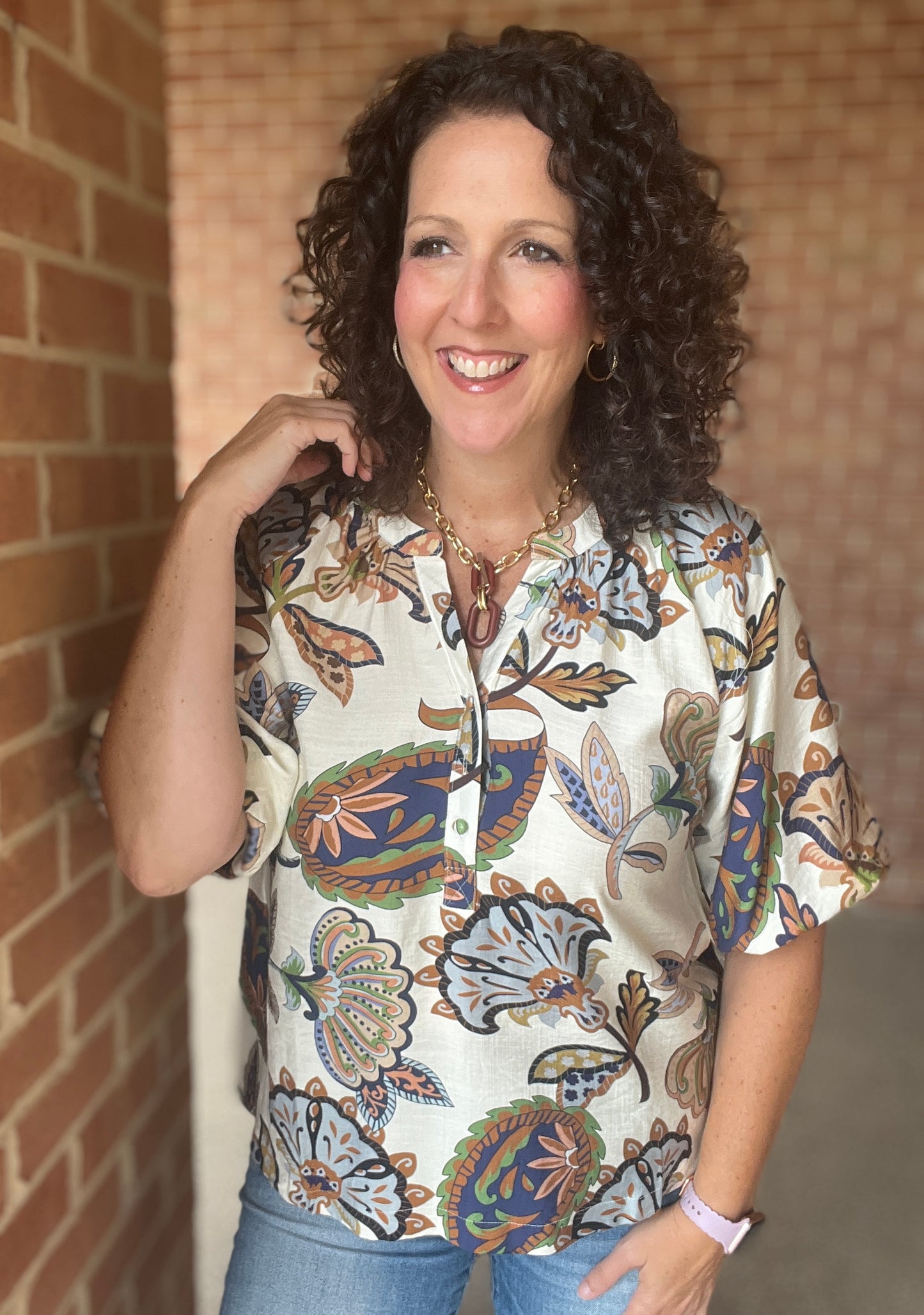 Boho Paisley Puff Sleeved Top