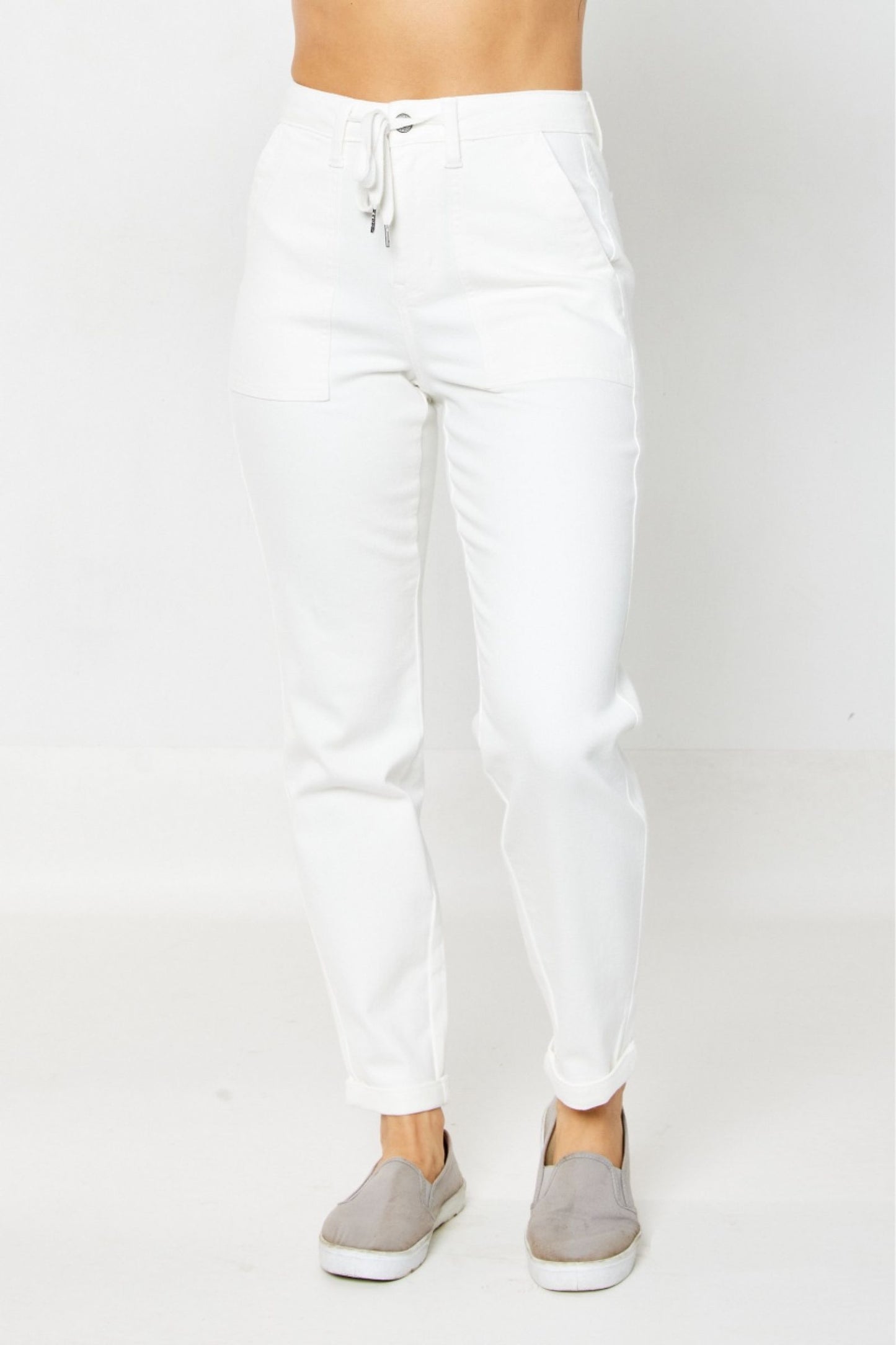 JUDY BLUE Cuffed White Jogger Jeans