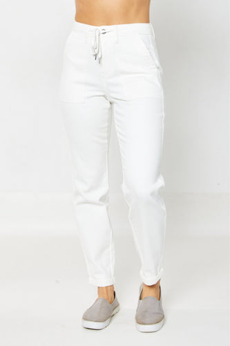 JUDY BLUE Cuffed White Jogger Jeans