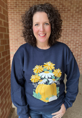 NAVY FLORAL PUMPKIN Sweatshirt