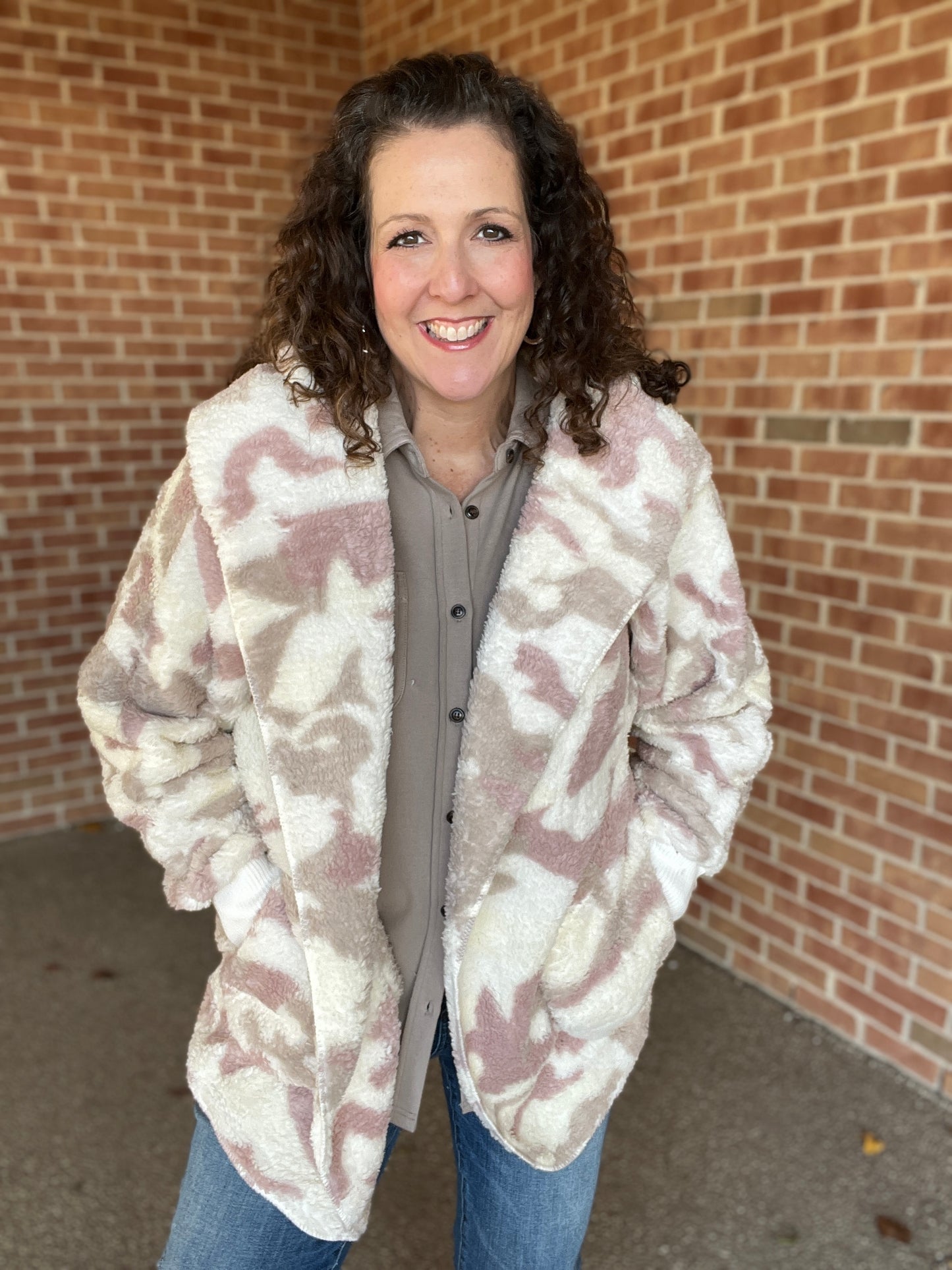Fuzzy Open Camo Jacket