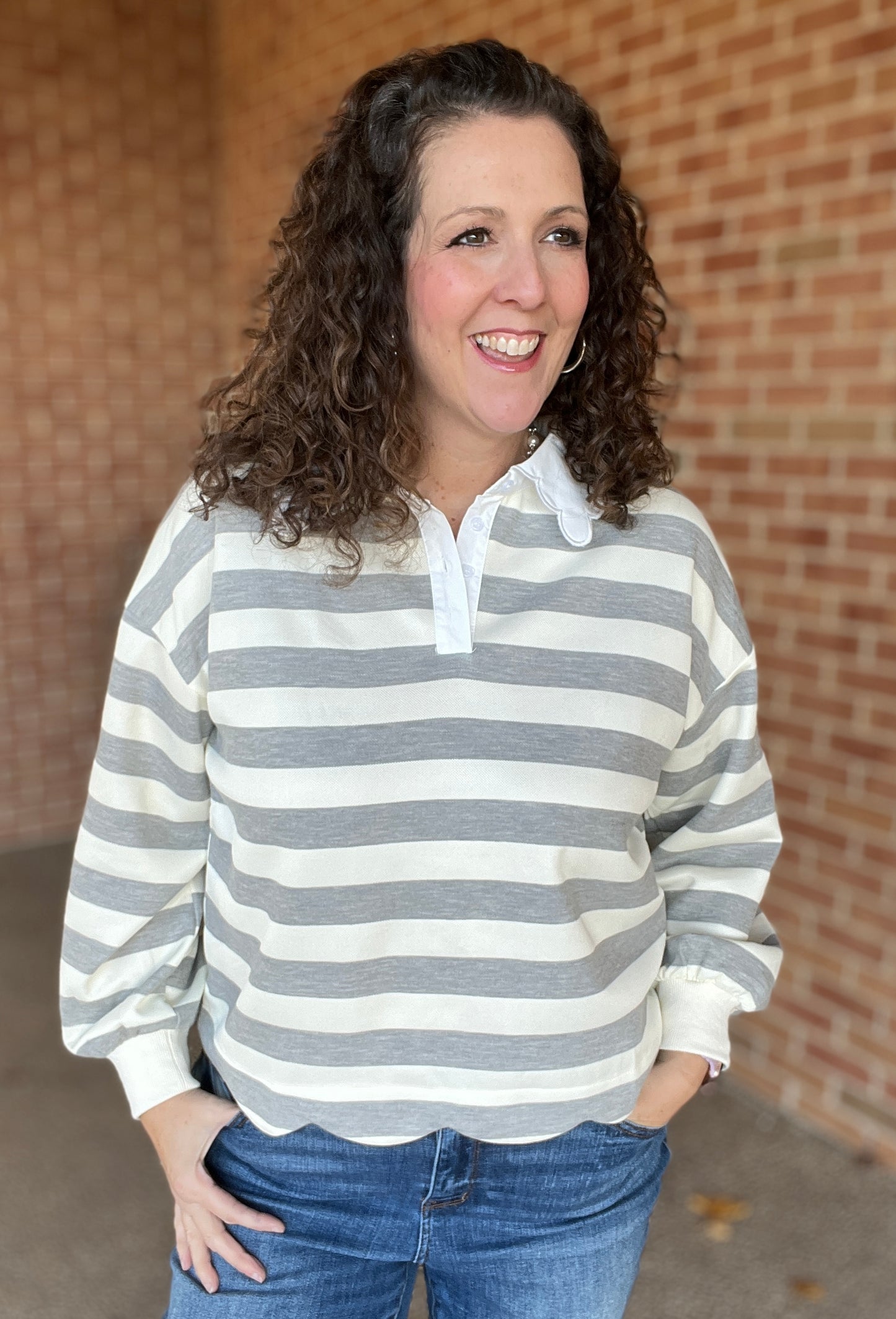 Scalloped Edge Polo Shirt