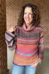 Multi Stripe Turtleneck Sweater
