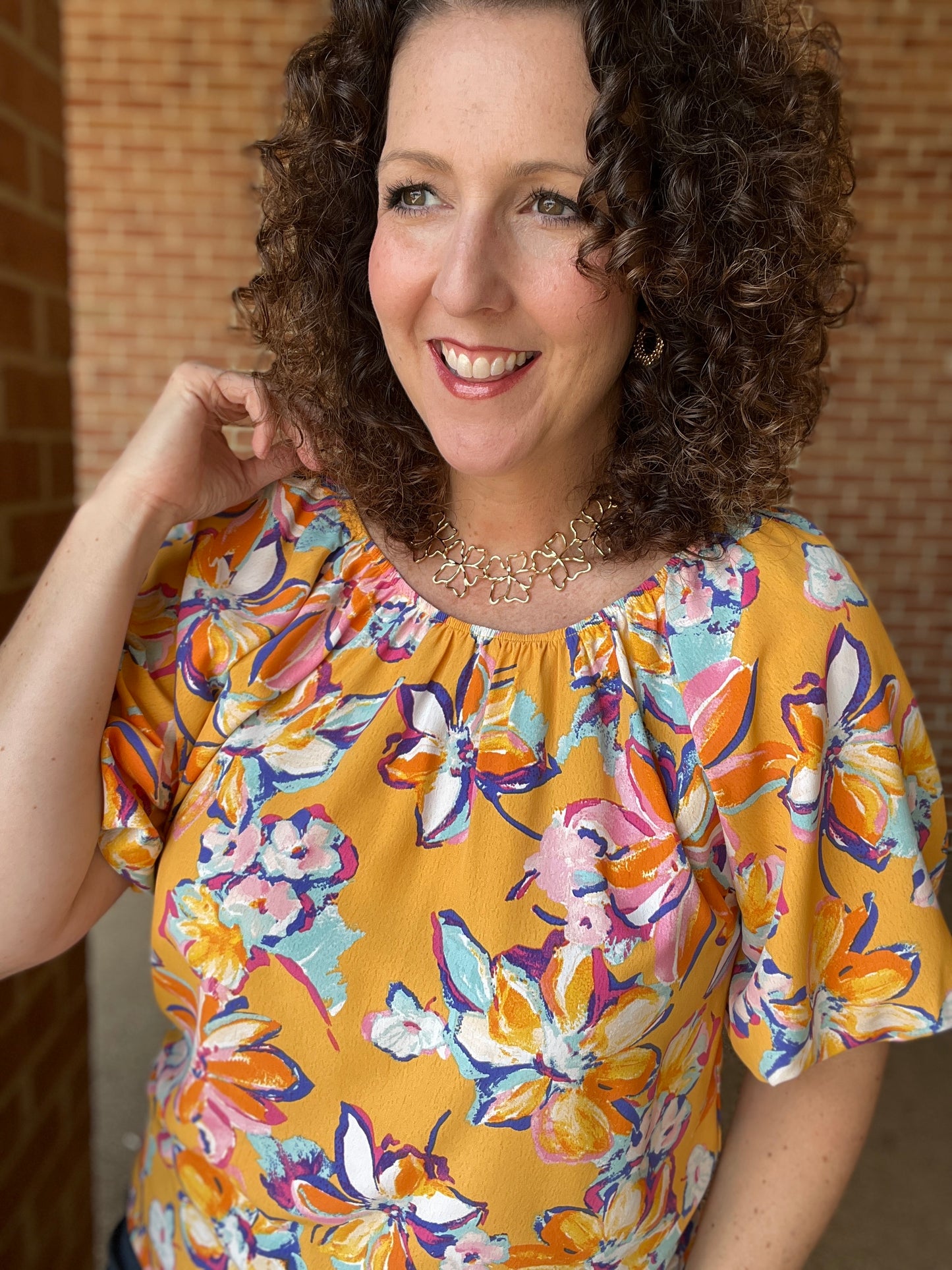 Painted Floral Off the Shoulder Top