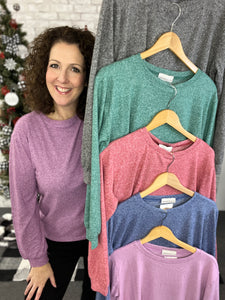 Soft Melange Round Neck Top