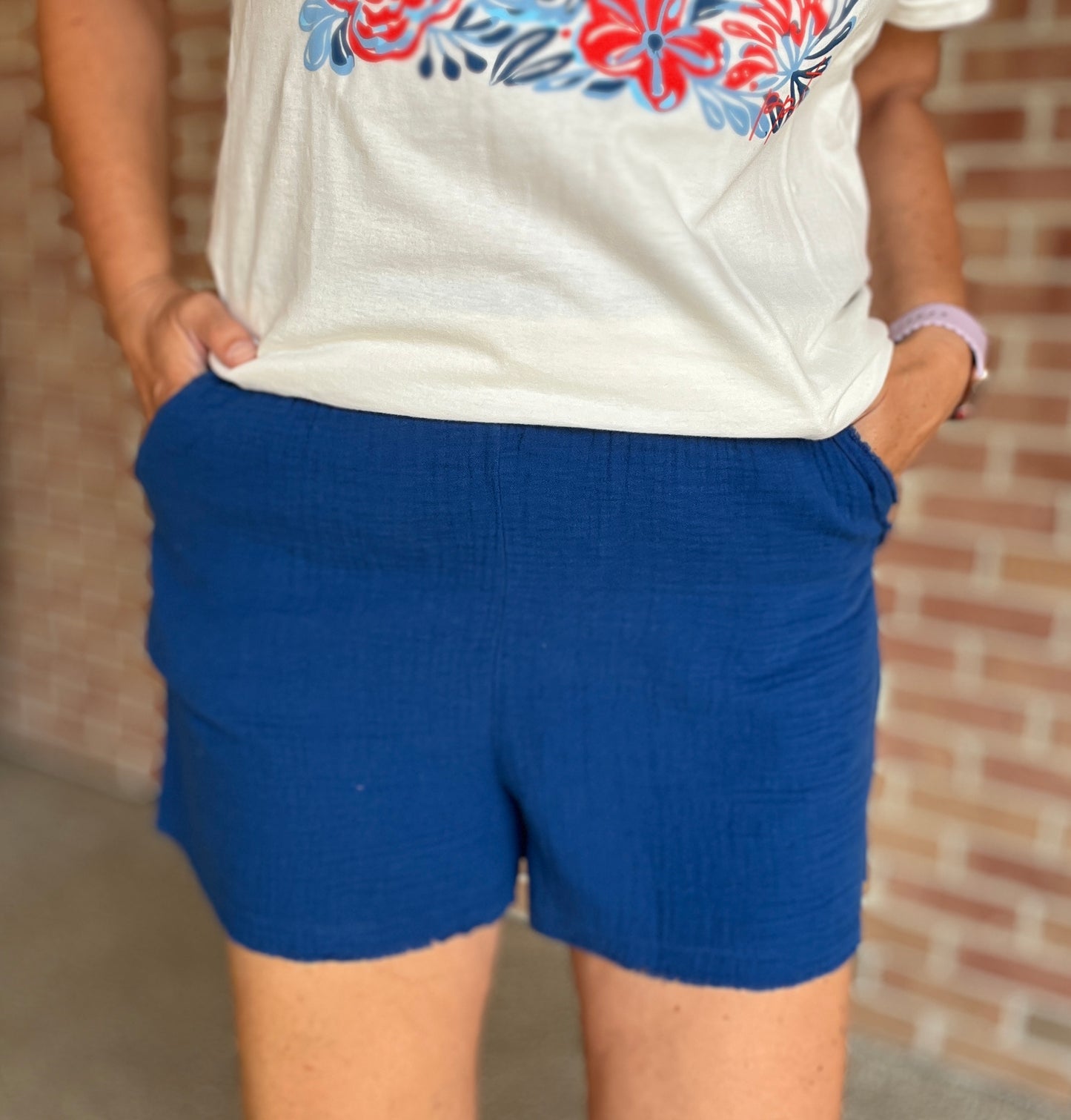 Cotton Gauze Drawstring Shorts