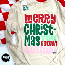 Load image into Gallery viewer, MERRY CHRISTMAS YOU FILTHY ANIMAL Graphic Tee