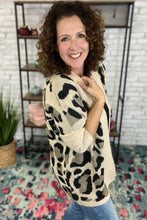 Load image into Gallery viewer, Ribbed Trim Leopard Cardigan