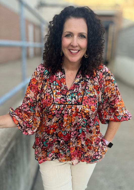 Sheer Autumn Floral Top