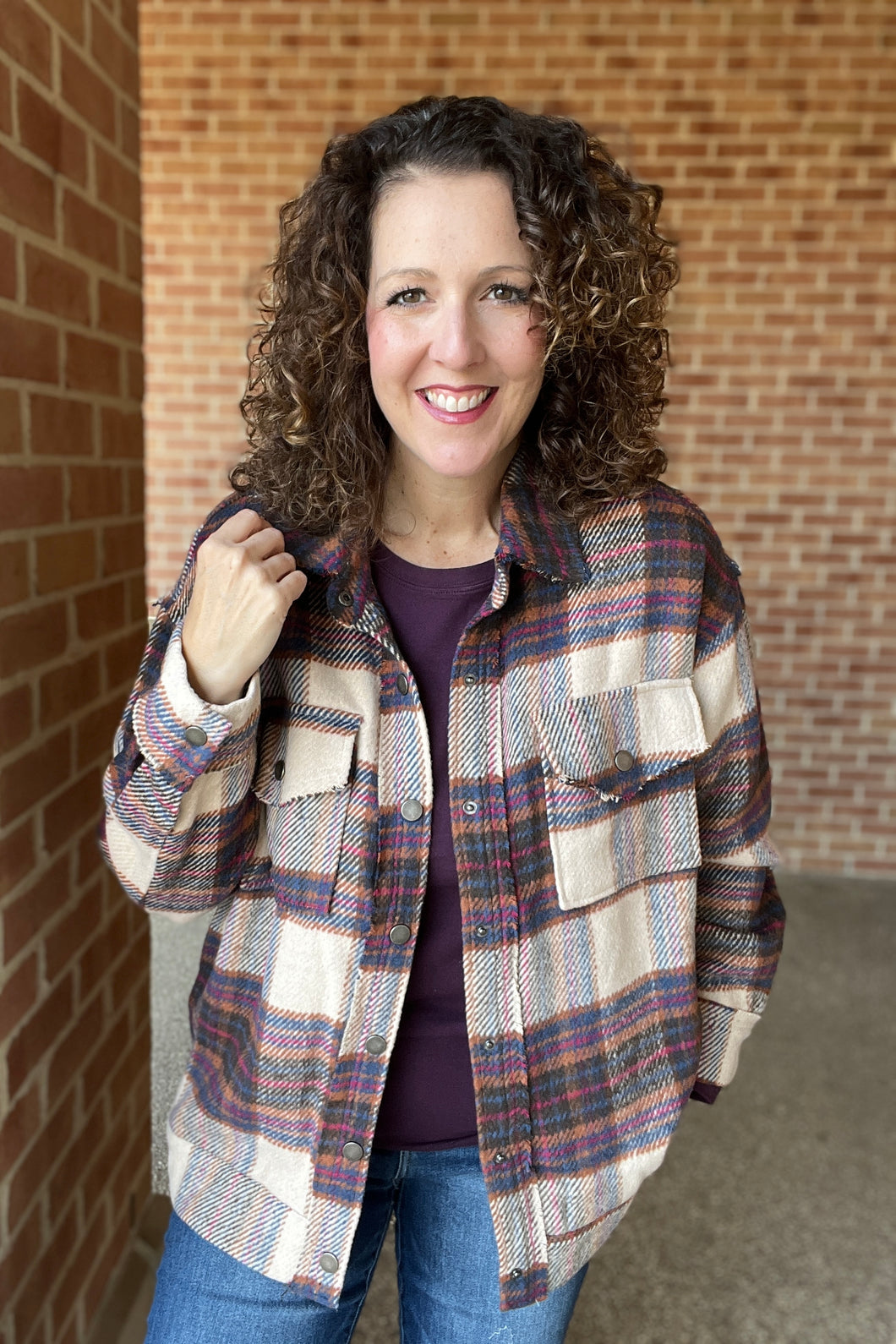Rustic Plaid Snap Front Shacket