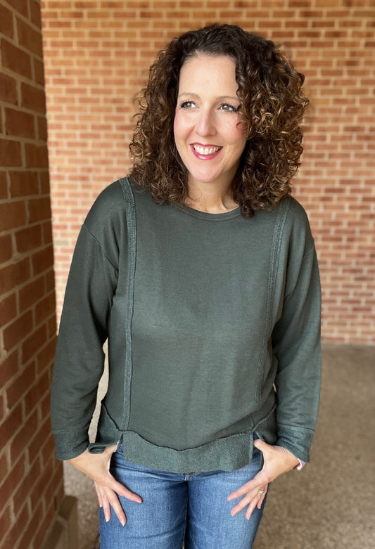 Hi Lo Terry Knit Sweatshirt