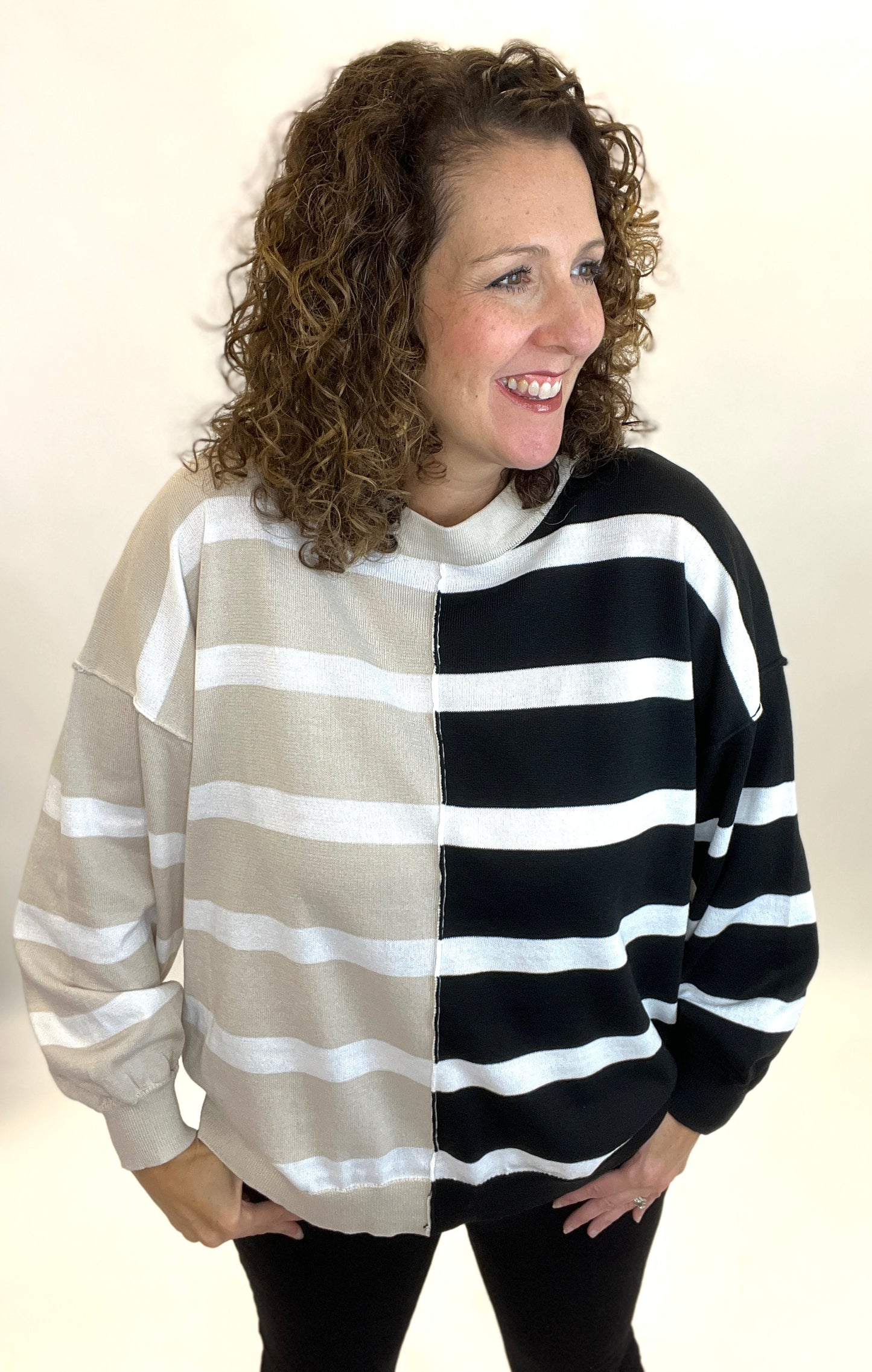 Split Striped Sweater