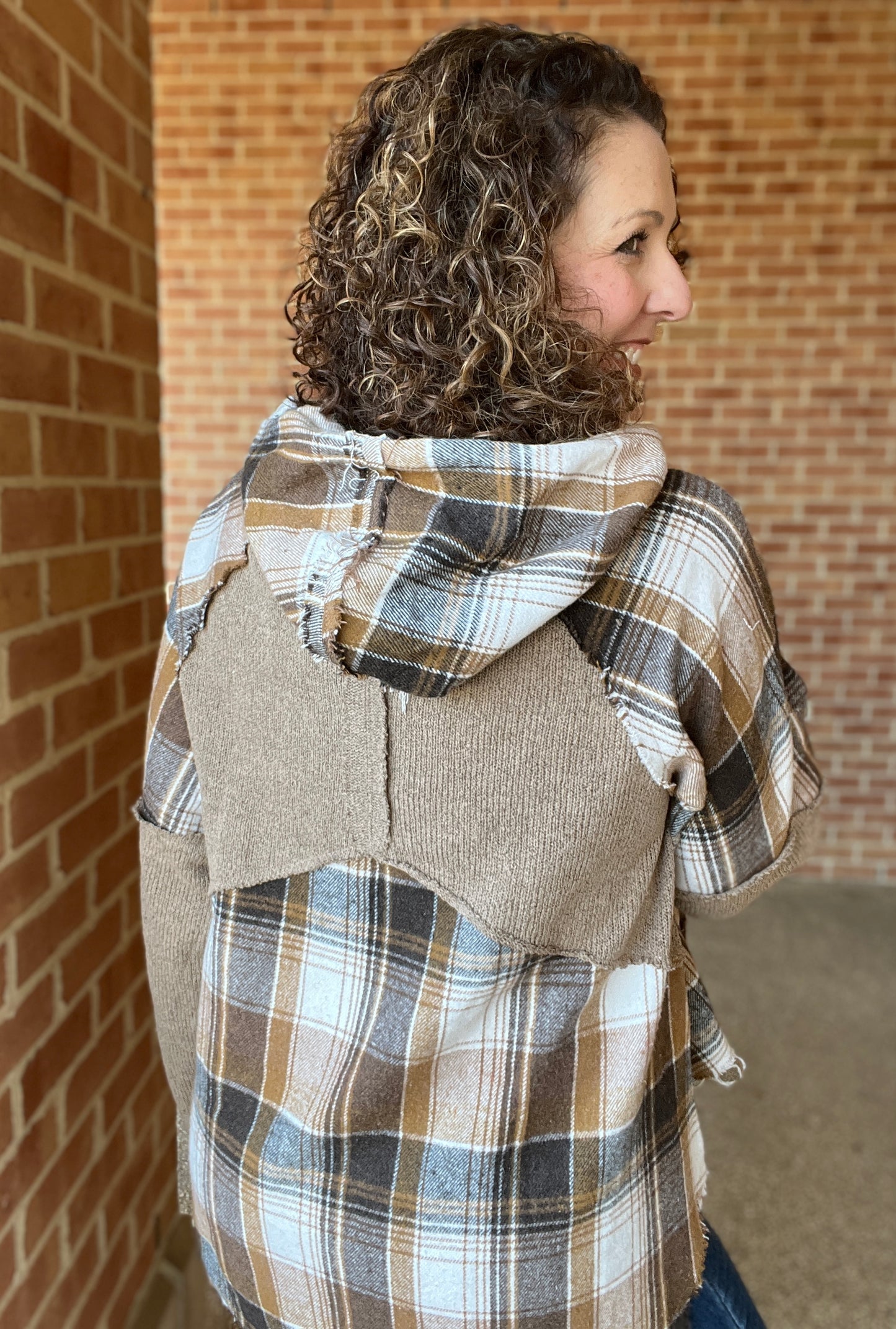 Cocoa and Plaid Patch Hoodie