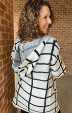 Load image into Gallery viewer, Windowpane Plaid Hooded Cardigan