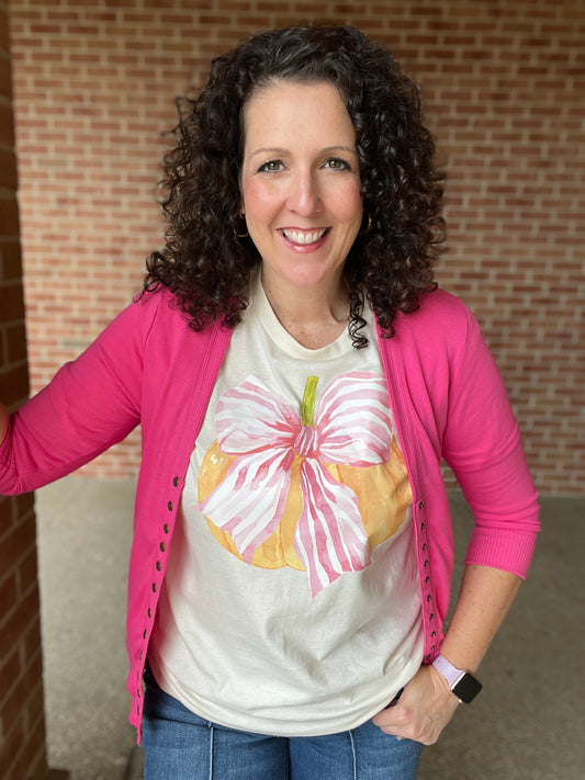 PINK BOW PUMPKIN Graphic Tee