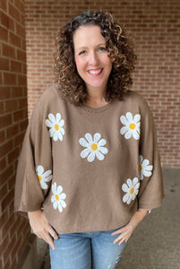 Embroidered Flower Sweater