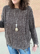 Load image into Gallery viewer, Marled Cable Knit Sweater with Fringe