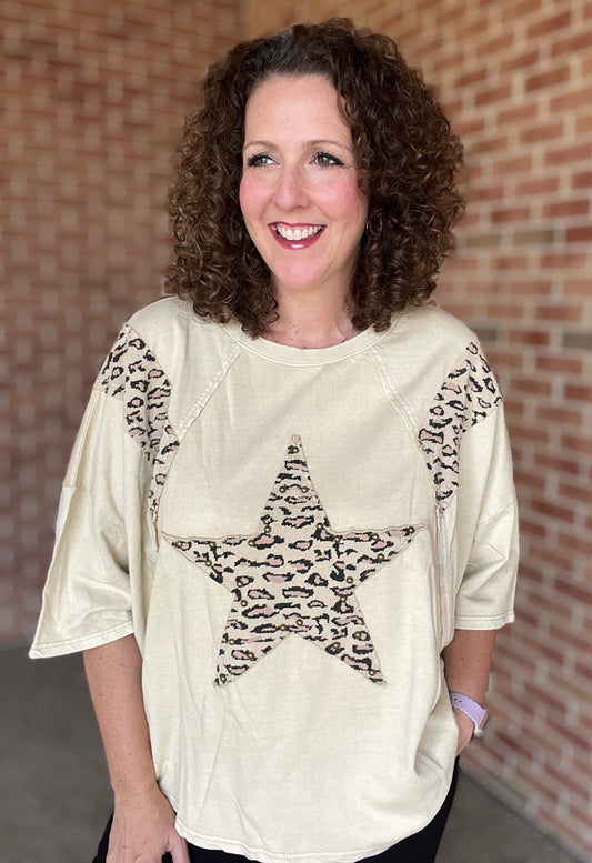 Animal Star Patched Top