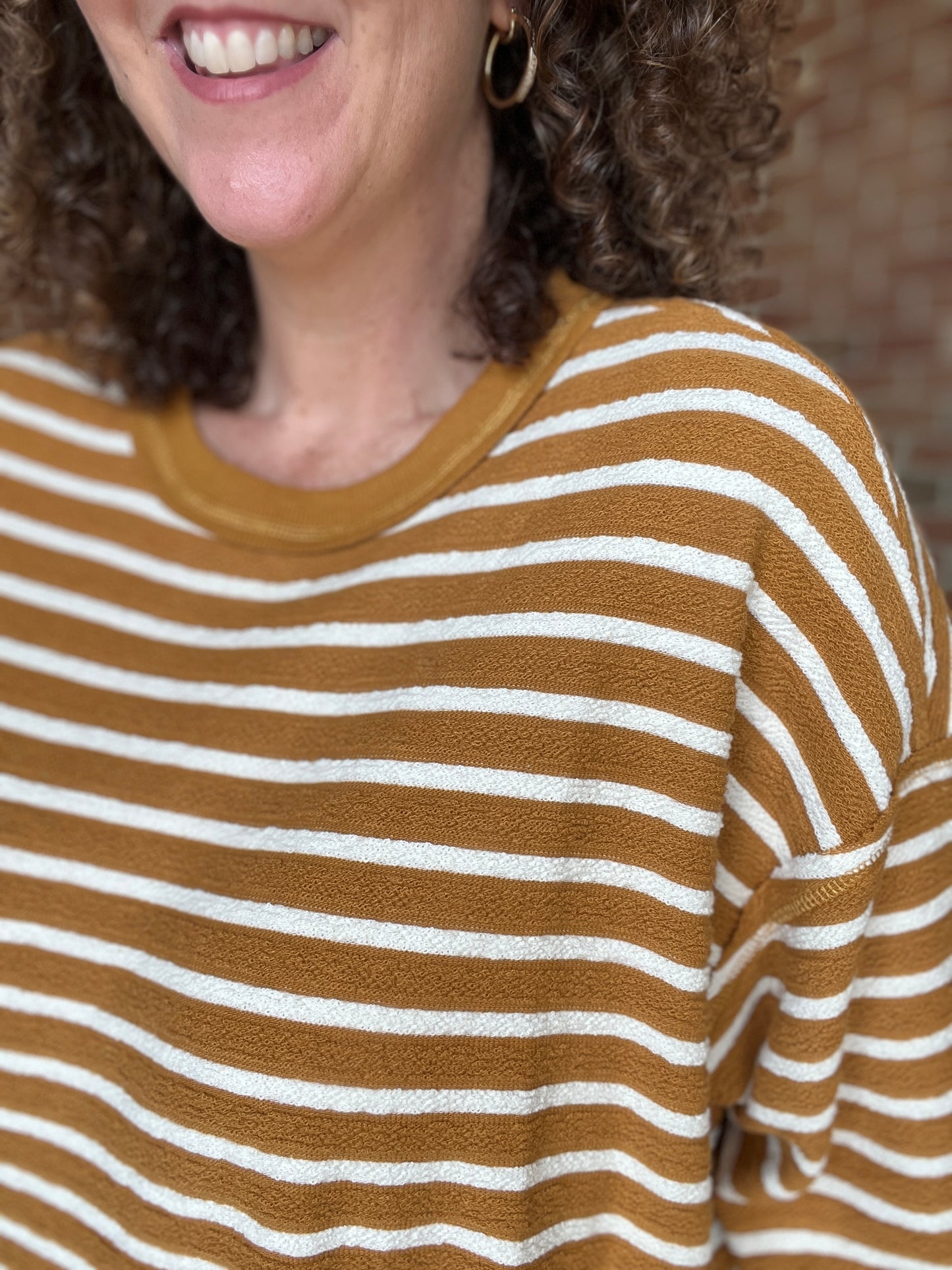 Textured Stripe 3/4 Sleeve Top