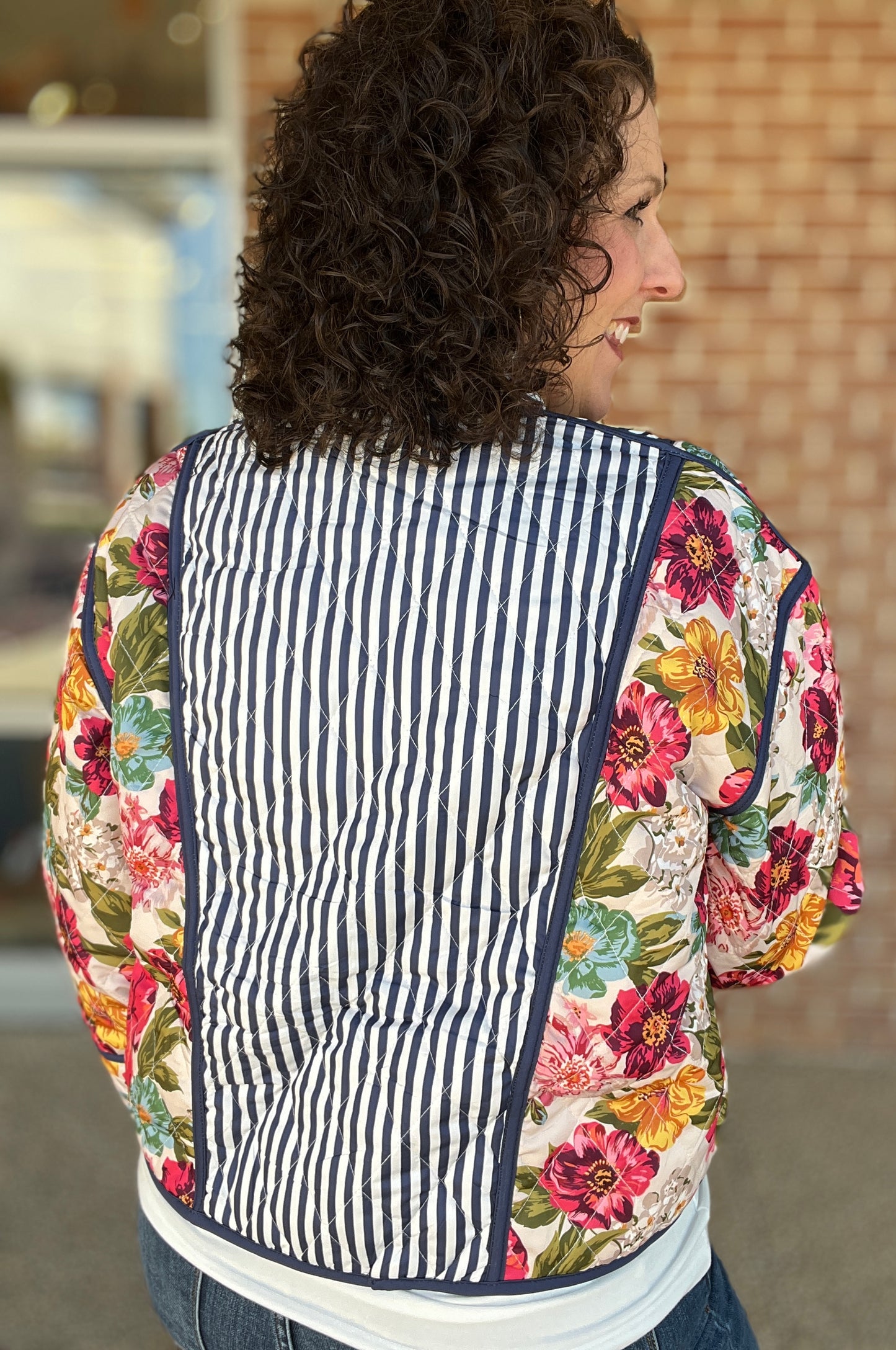 Floral & Stripe Quilted Jacket