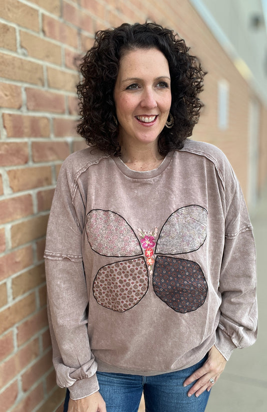 Patched Butterfly Pullover