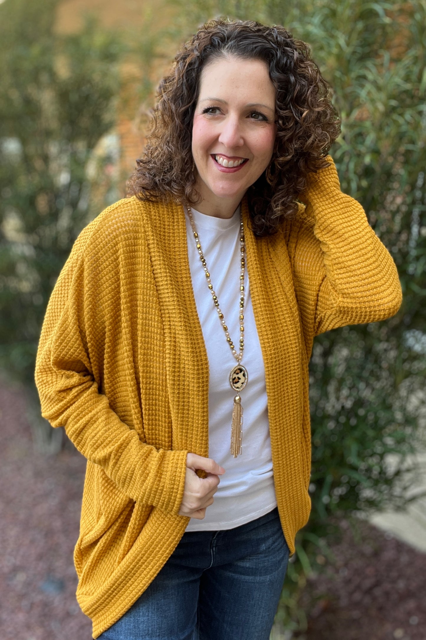 Slouchy Waffle Knit Cardigan