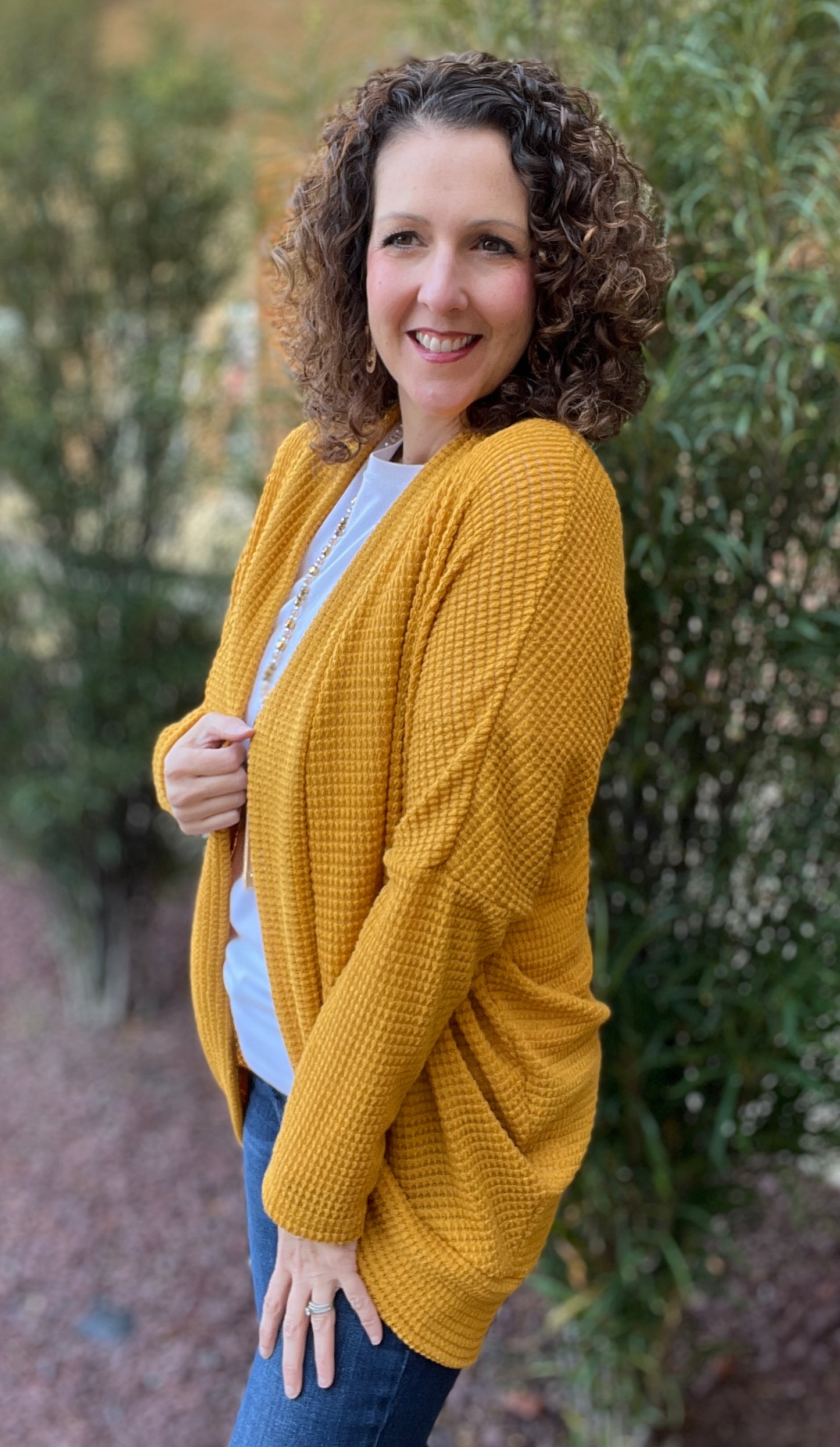 Slouchy Waffle Knit Cardigan