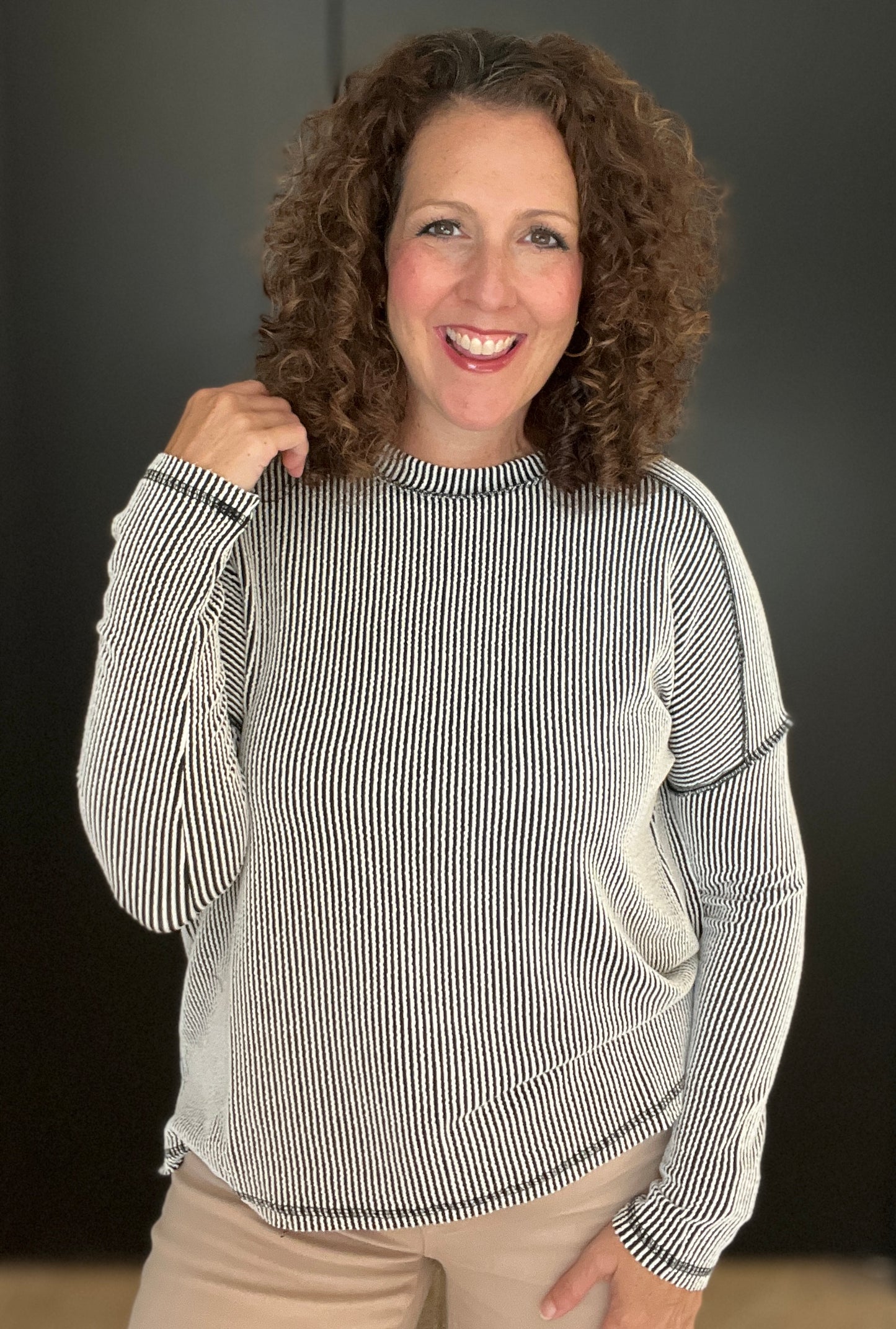 Corded Dolman Long Sleeve Top