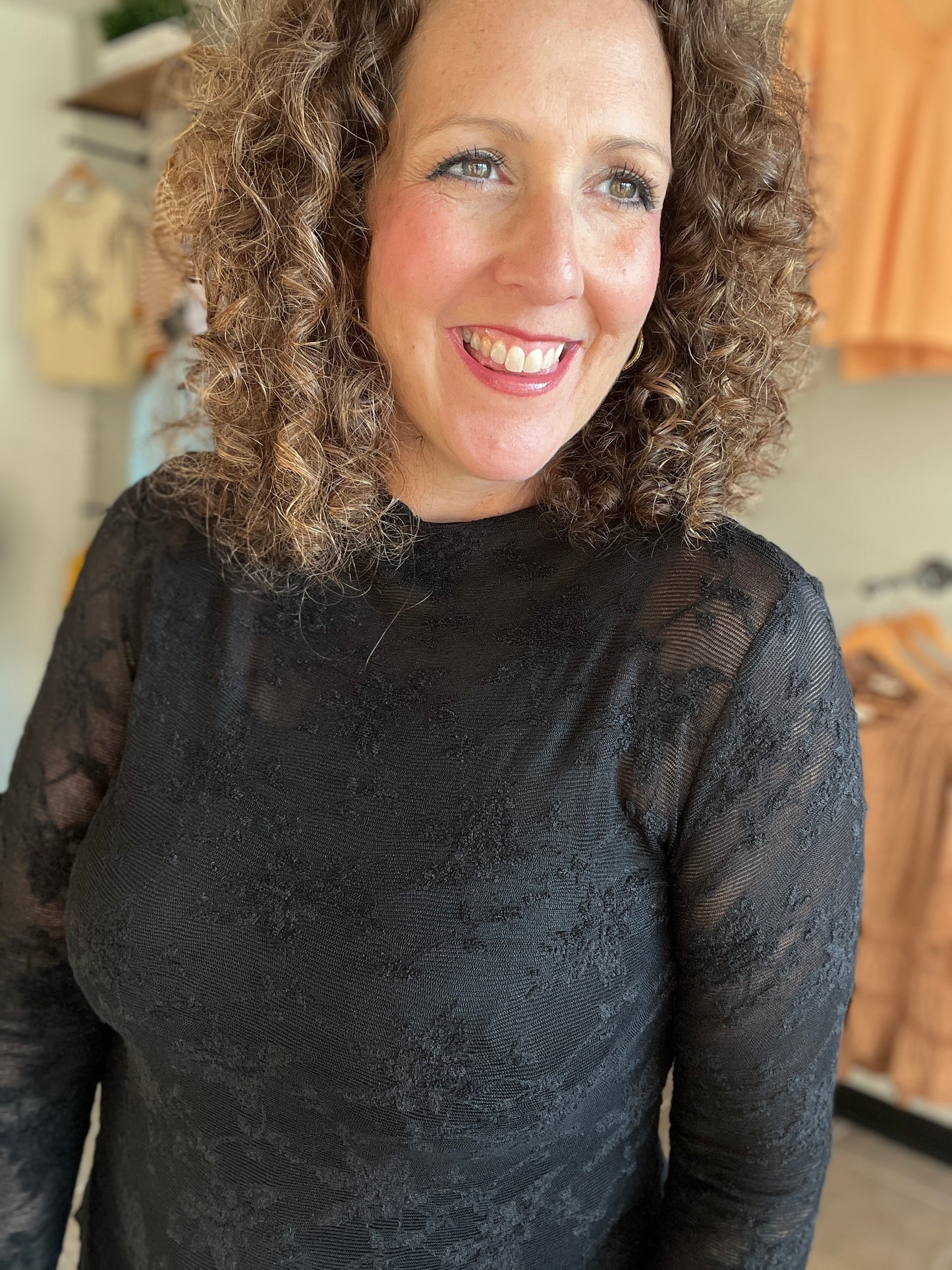 Long Sleeve Sheer Lace Top