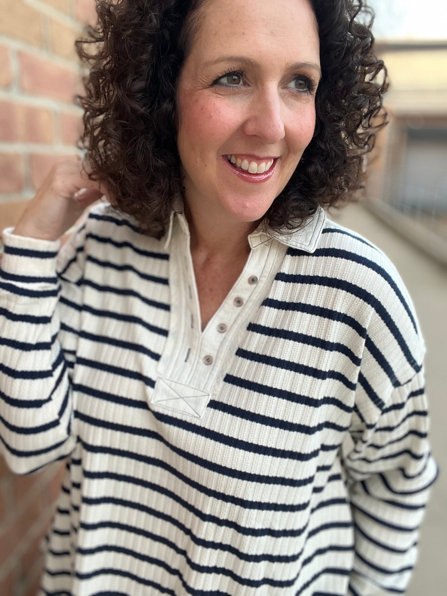 Navy Striped Pointed Edge Tunic