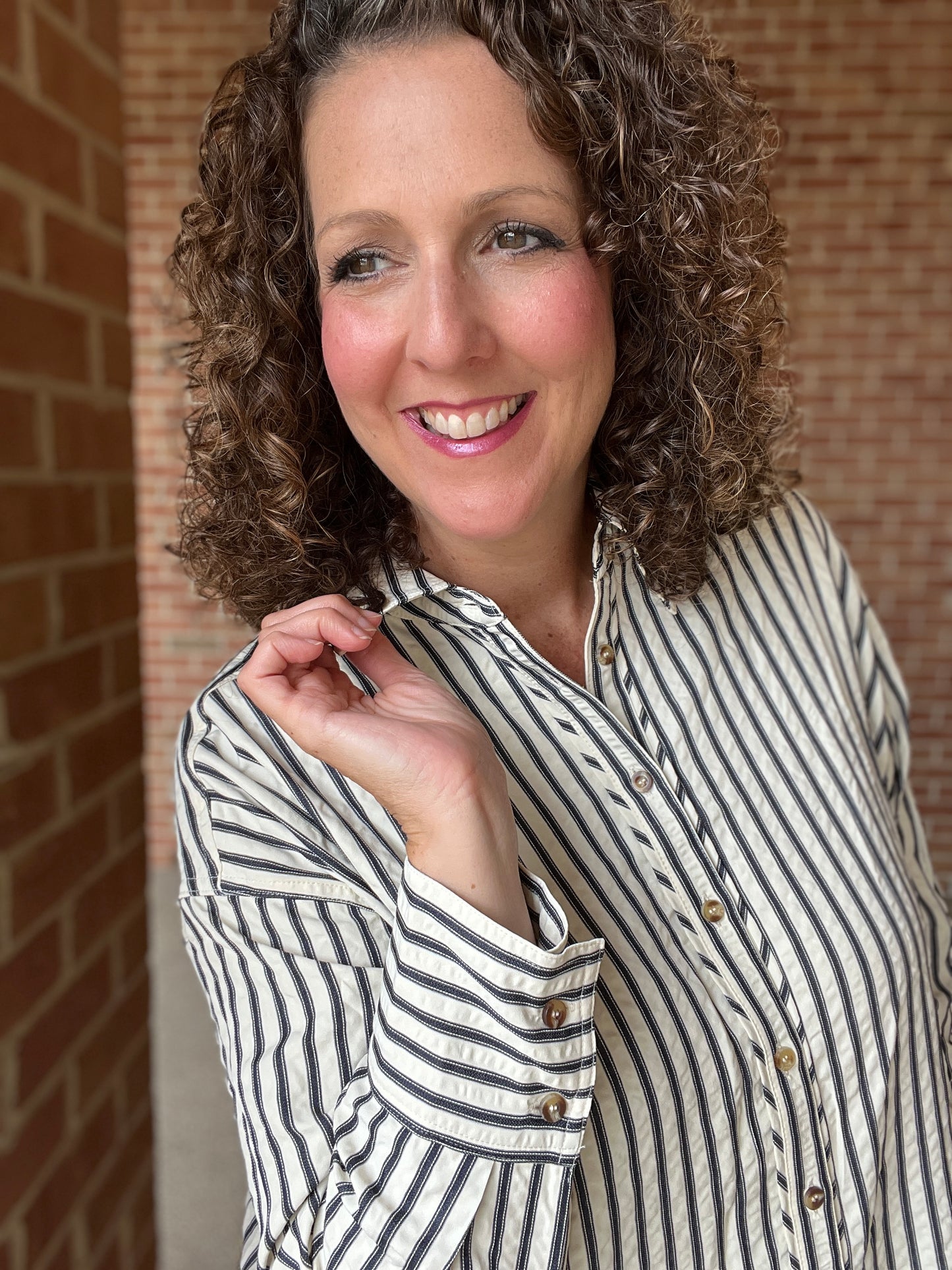 Textured Stripe Button Down
