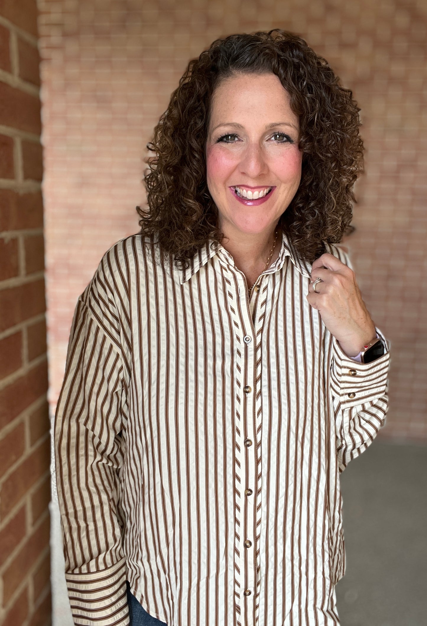 Textured Stripe Button Down