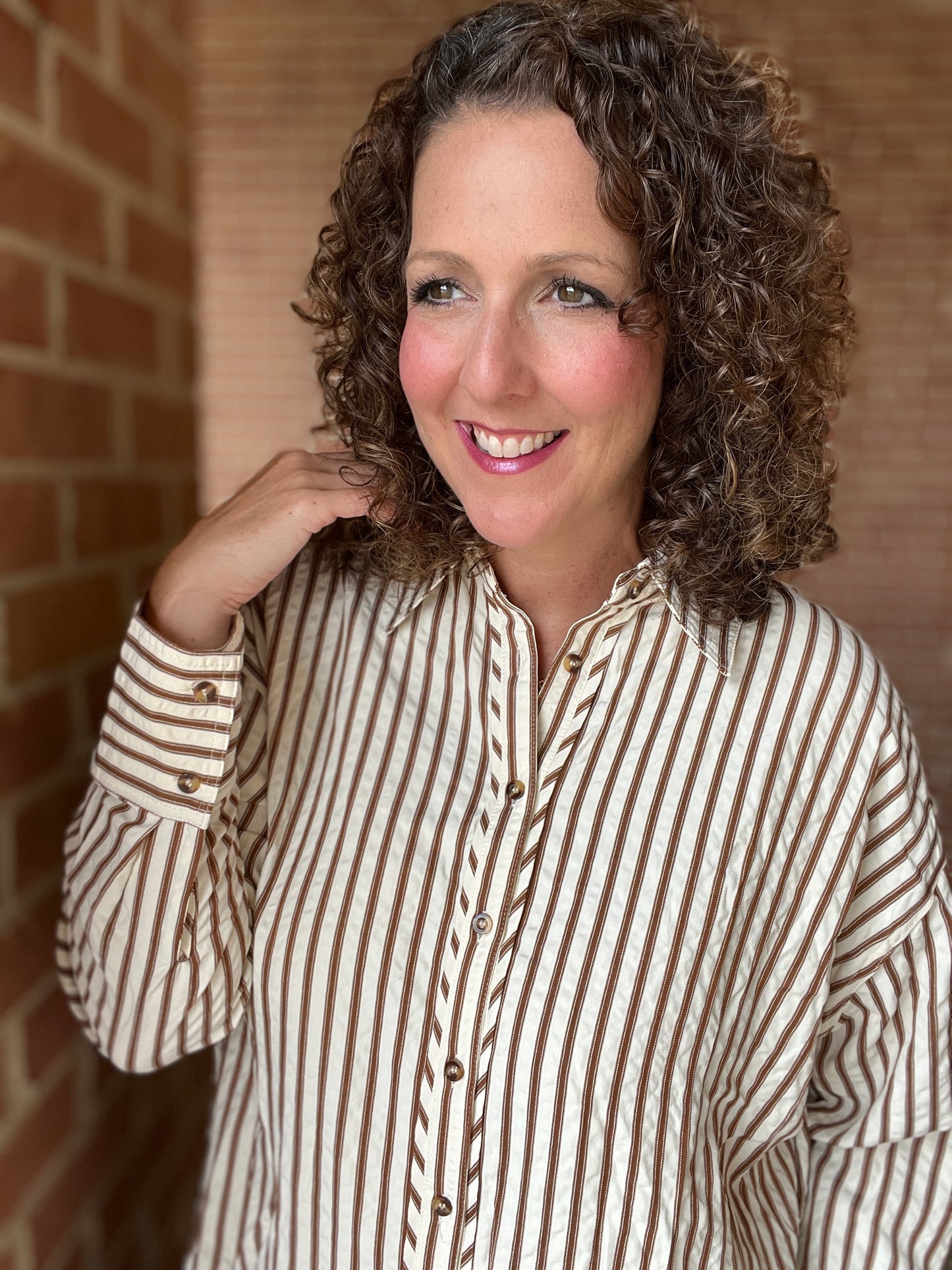 Textured Stripe Button Down