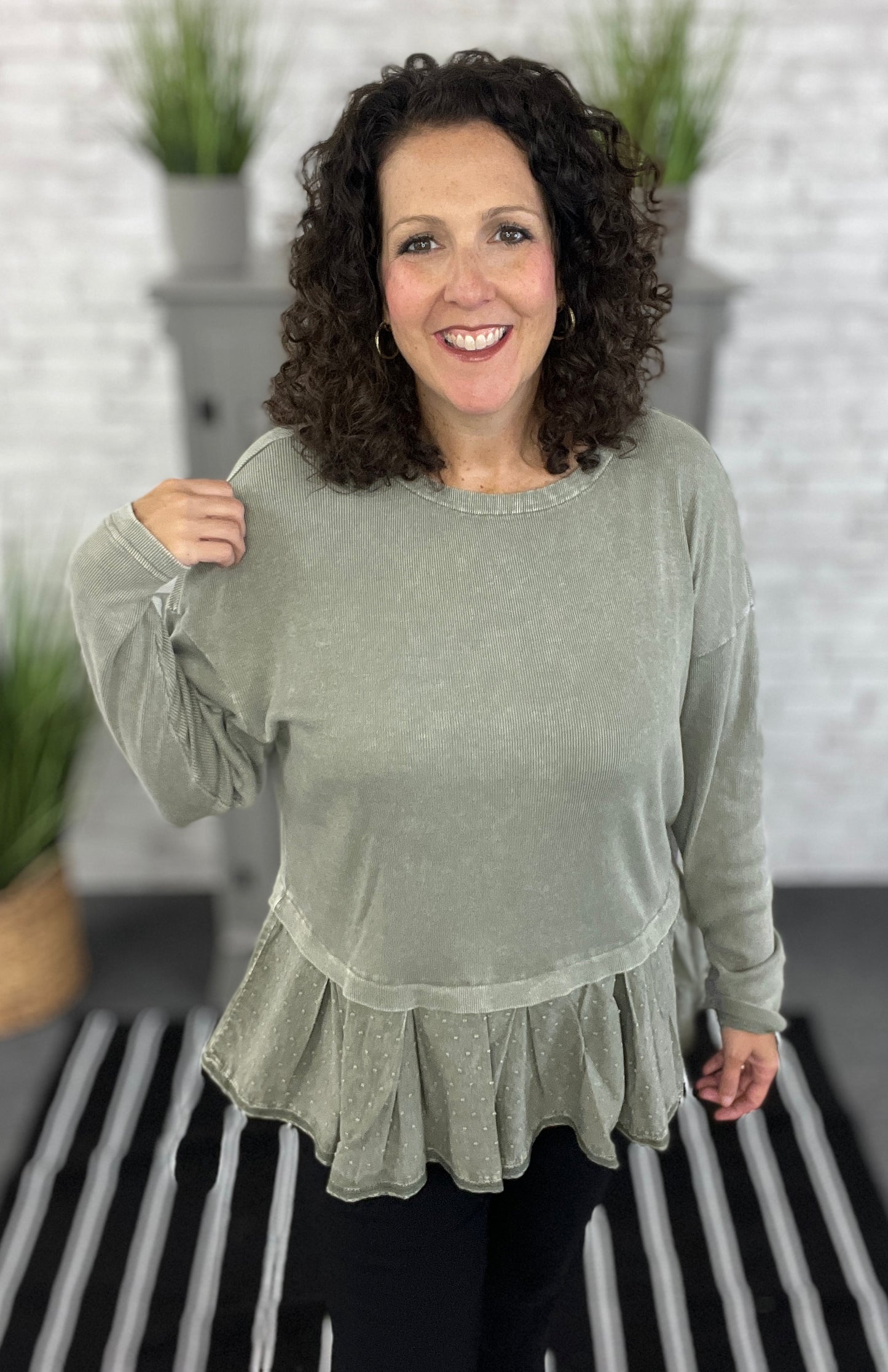 Textured Bottom Peplum Top