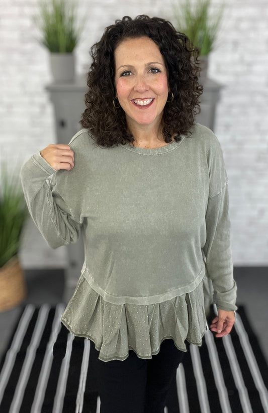 Textured Bottom Peplum Top