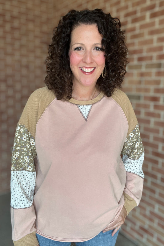 Patched Sleeve Pullover
