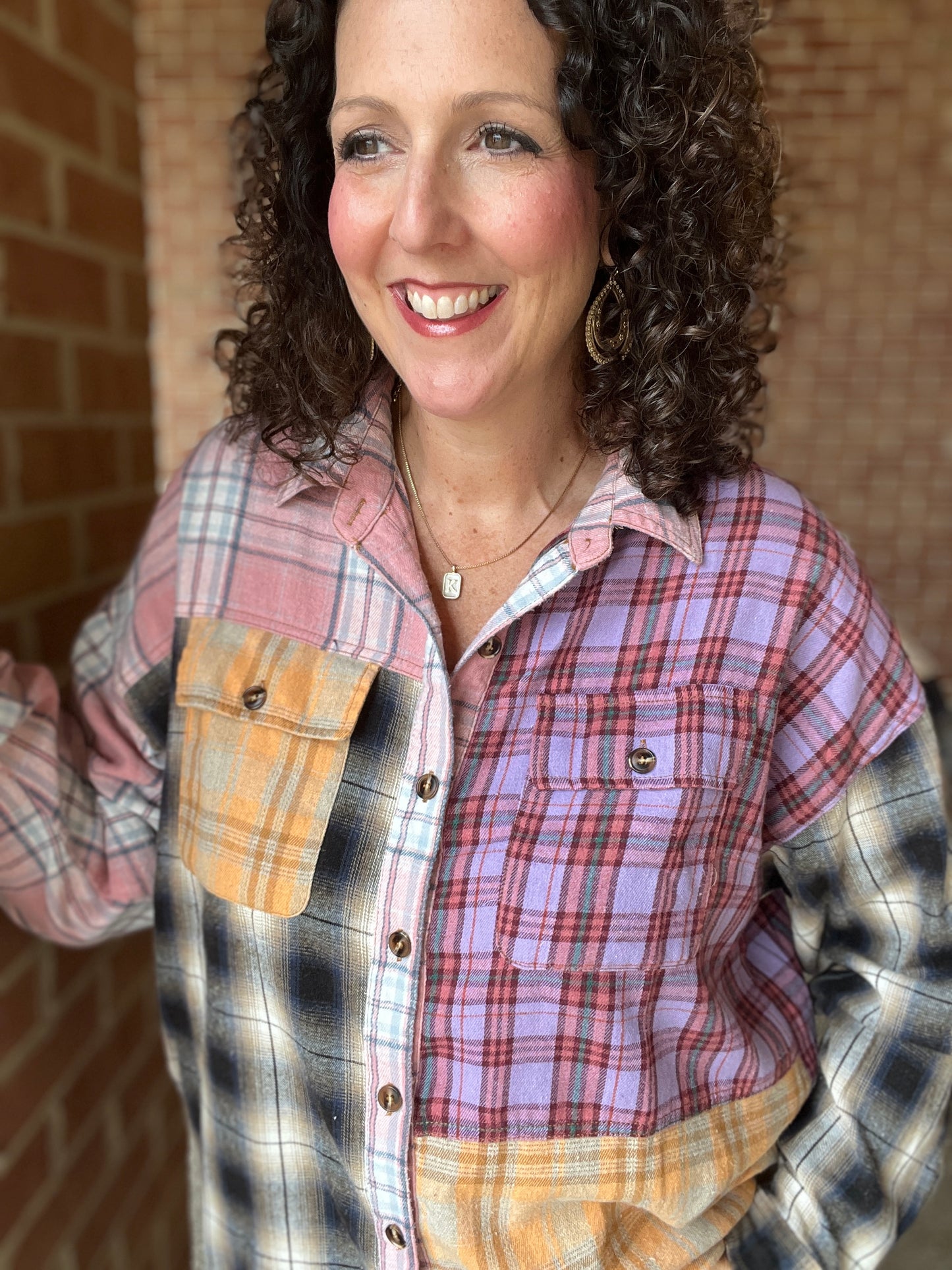 Patched Plaid Button Down with Frayed Edge