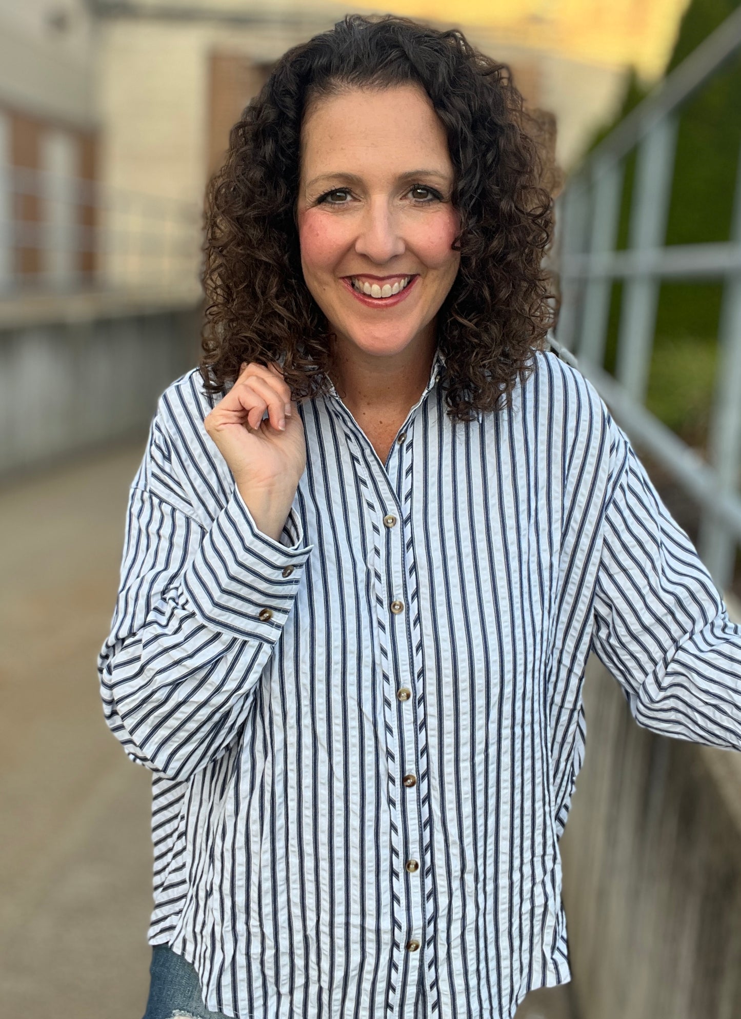 Textured Stripe Button Down