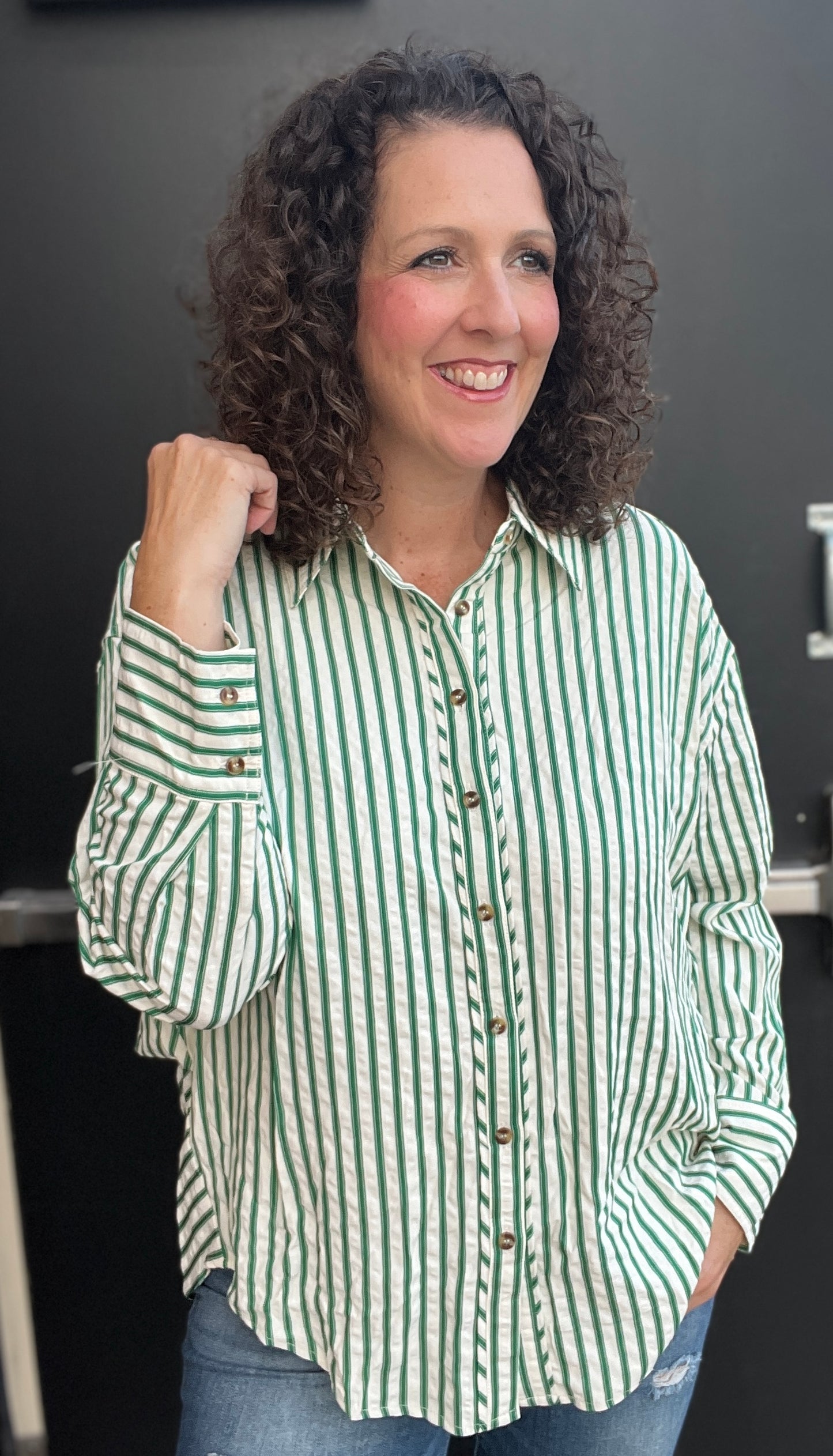 Textured Stripe Button Down