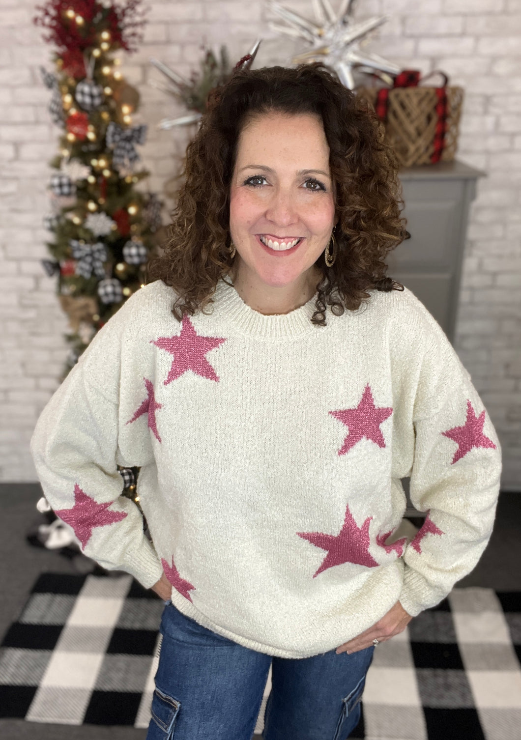 Pink Sparkle Star Sweater