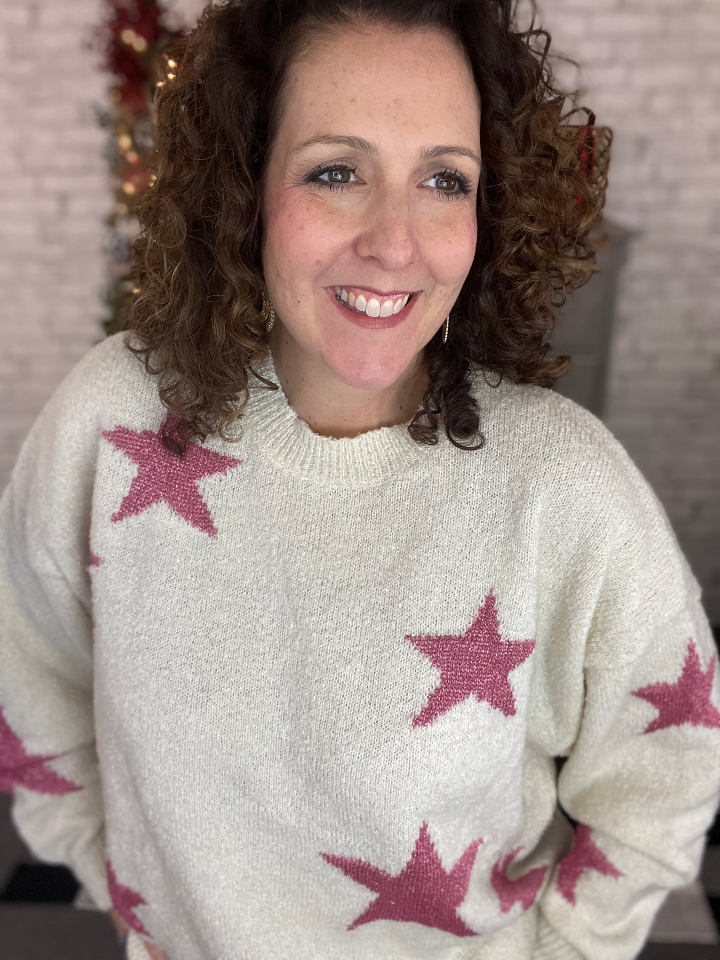 Pink Sparkle Star Sweater