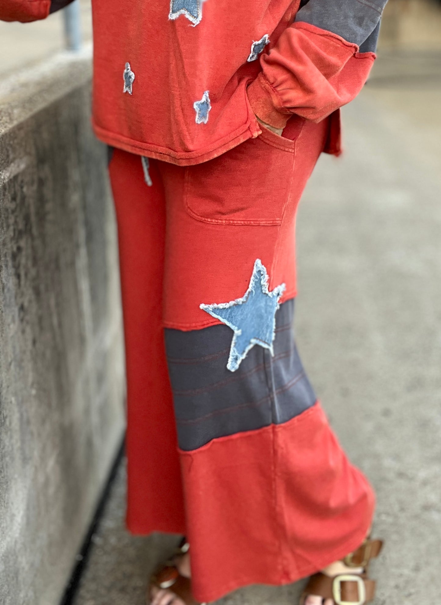 Star Patched Terry Pants