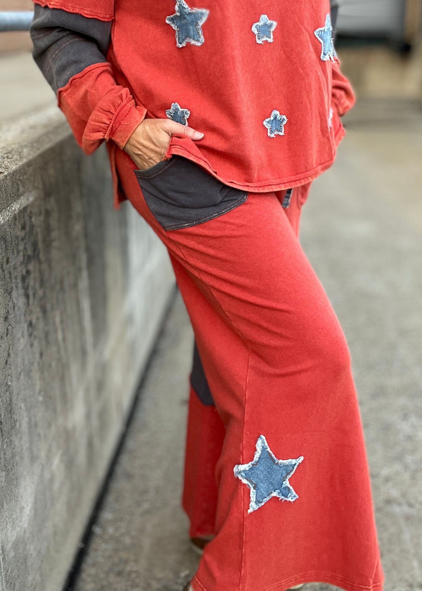 Star Patched Terry Pants