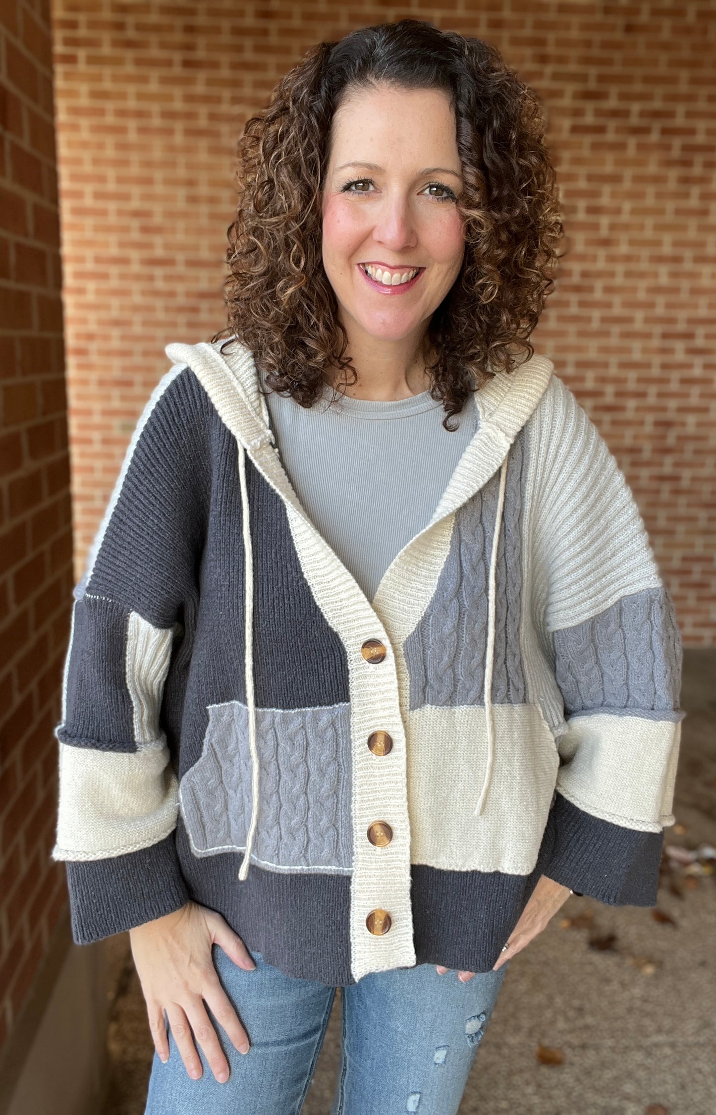 Mixed Knit Patchwork Cardigan