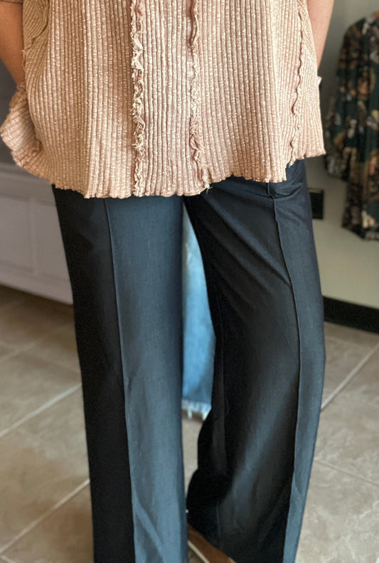 Pintuck Wide Leg Pants