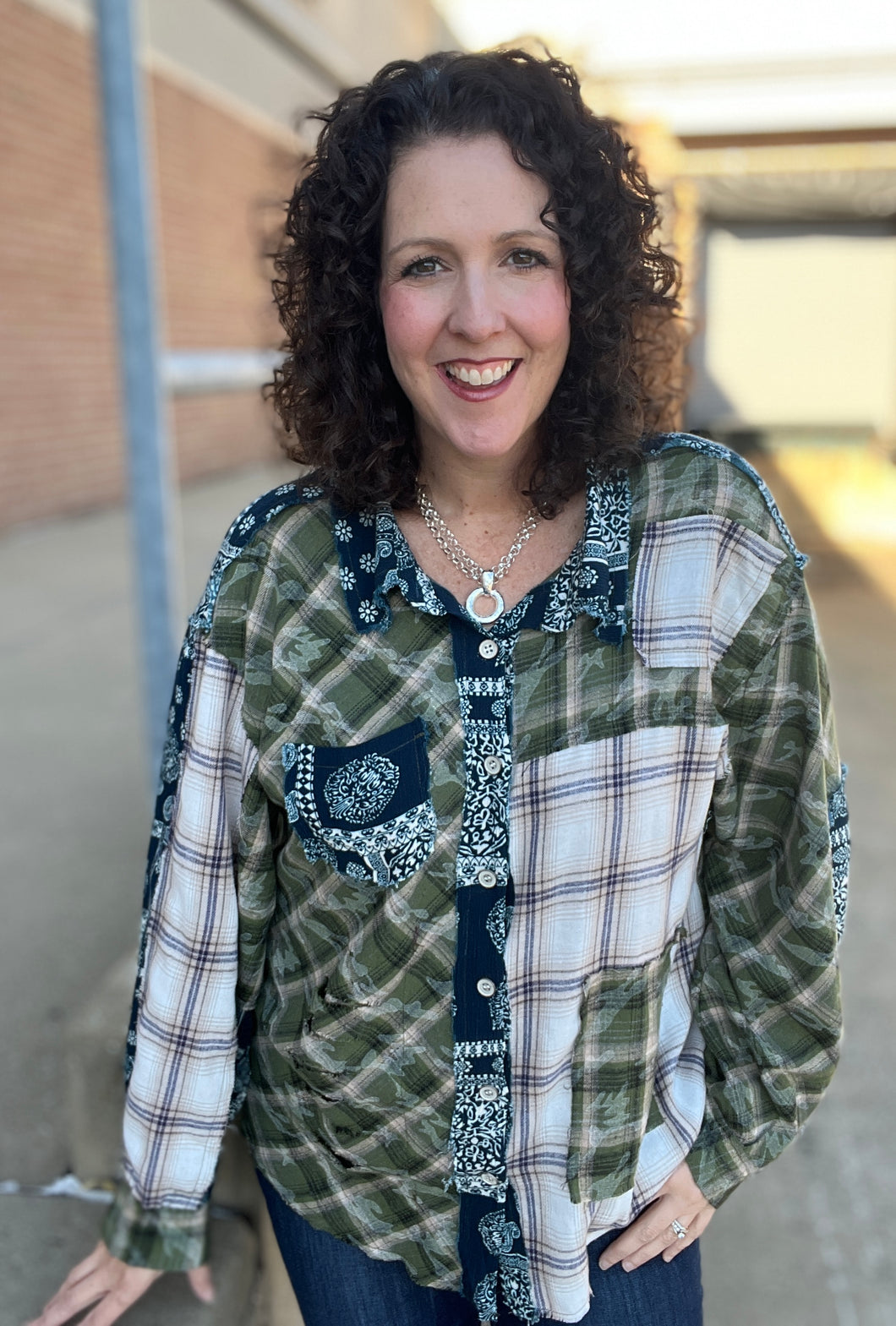 Vintage Patched Plaid Shirt