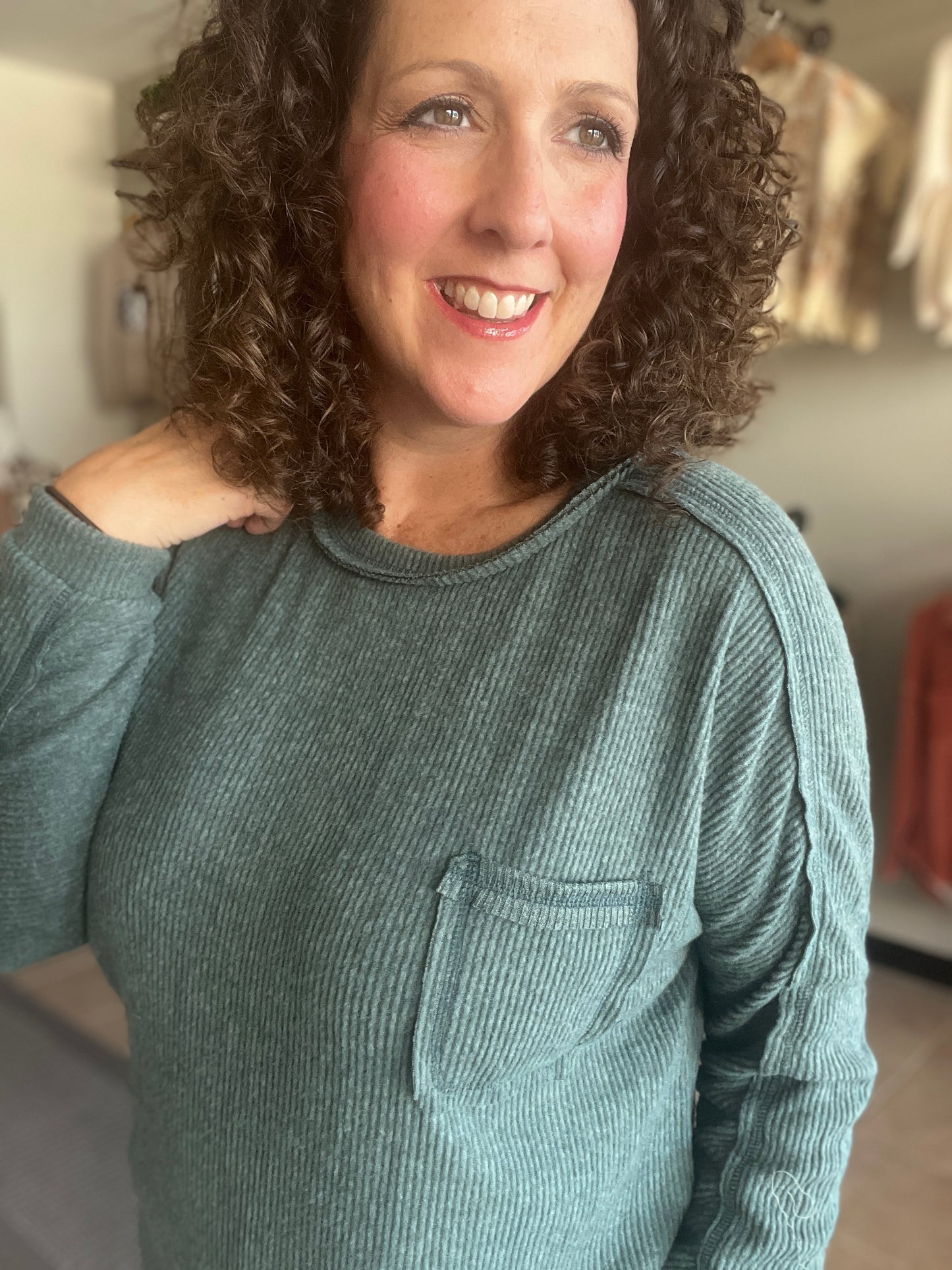 Brushed Ribbed Hacci Knit Top